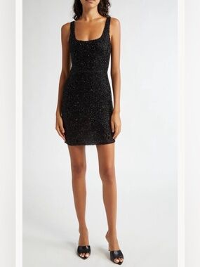 L'AGENCE Black Sparkle Scoop Mini Dress